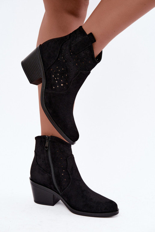 Ausschnitt-Cowboy-Stiefeletten mit Absätzen S.Barski HY62-8147 schwarz