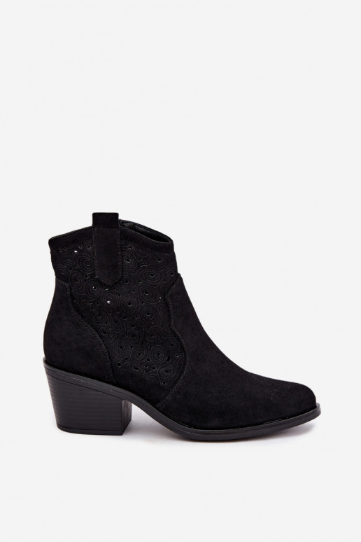 Ausschnitt-Cowboy-Stiefeletten mit Absätzen S.Barski HY62-8147 schwarz