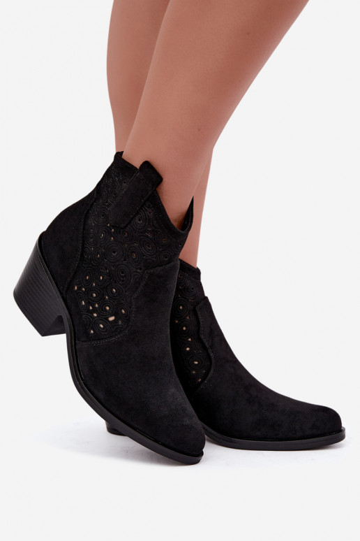 Ausschnitt-Cowboy-Stiefeletten mit Absätzen S.Barski HY62-8147 schwarz