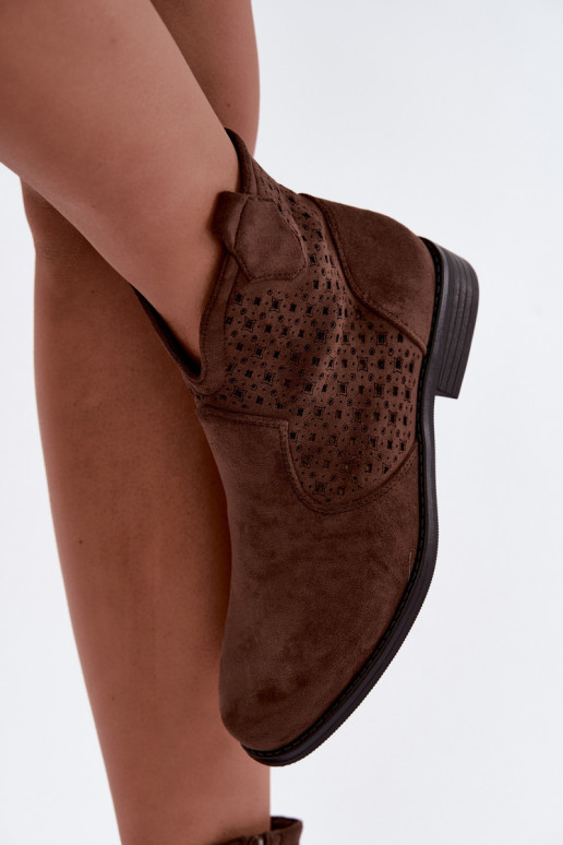 Stiefeletten mit breiten Absätzen und Ausschnittschaft S.Barski HY62-8151 braun