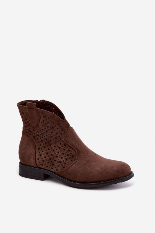 Stiefeletten mit breiten Absätzen und Ausschnittschaft S.Barski HY62-8151 braun