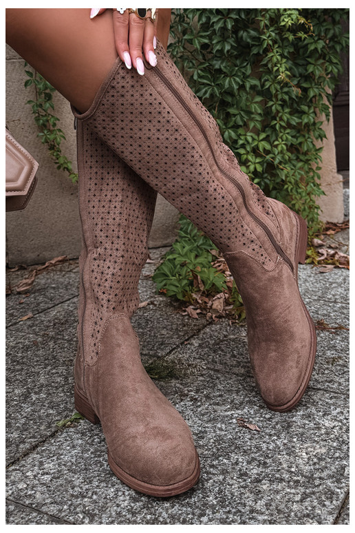 StiefelAżuroZuą CholeZuką mit breiten Absätzen S.Barski HY62-8144 Beige