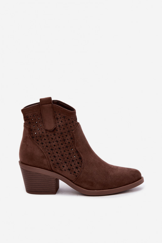 Cowboy-Stiefeletten mit Absätzen und Ausschnitt-Elementen S.Barski HY62-8149 braun