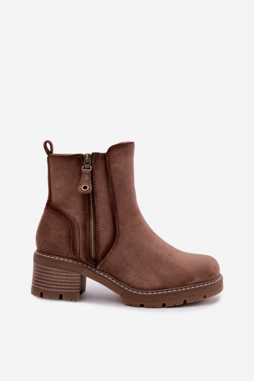 Isolierte Damen-Stiefeletten mit Absätzen S.Barski HY62-8101 braun