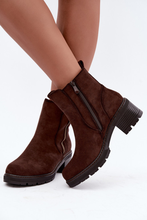 sich Zuarm laufen Damenstiefel mit Absätzen S.Barski HY62-8101 CzekoladoZue