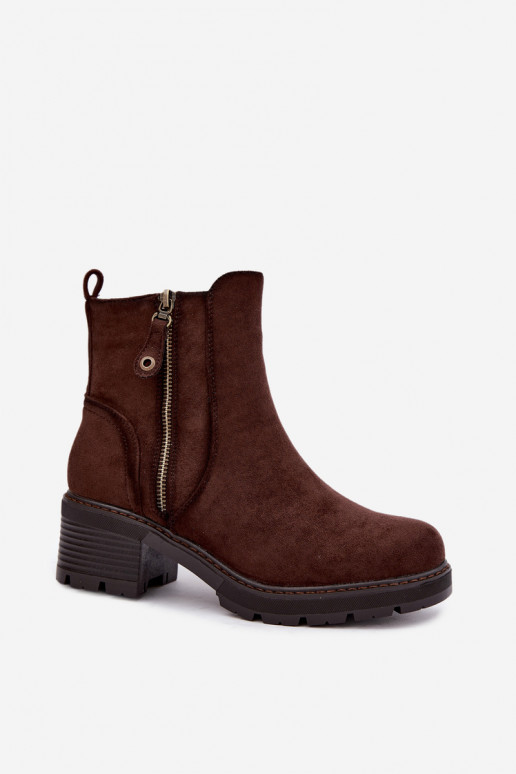 sich Zuarm laufen Damenstiefel mit Absätzen S.Barski HY62-8101 CzekoladoZue