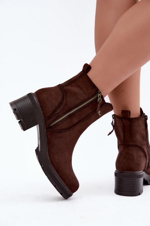 sich Zuarm laufen Damenstiefel mit Absätzen S.Barski HY62-8101 CzekoladoZue