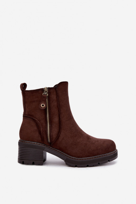 Isolierte Damen-Stiefeletten mit Absätzen S.Barski HY62-8101 schokoladenbraun