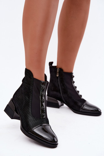 Haut INildlederschuhe mit Absätzen sich Zuarm laufen D&A CR62-3188 schZuarze Farbe 2