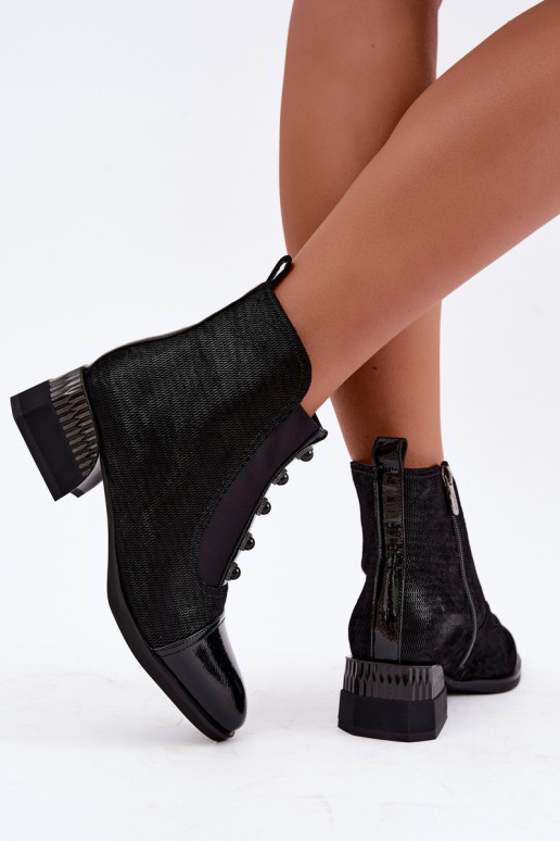Veloursleder-Stiefel mit Absätzen isoliert D&A CR62-3188 schwarz