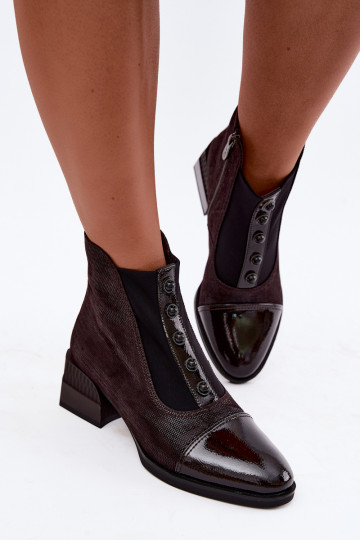 Haut INildlederschuhe mit Absätzen sich Zuarm laufen D&A CR62-3188 CzekoladoZue