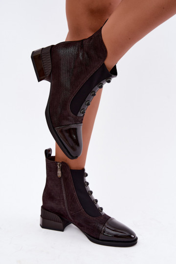 Haut INildlederschuhe mit Absätzen sich Zuarm laufen D&A CR62-3188 CzekoladoZue 2