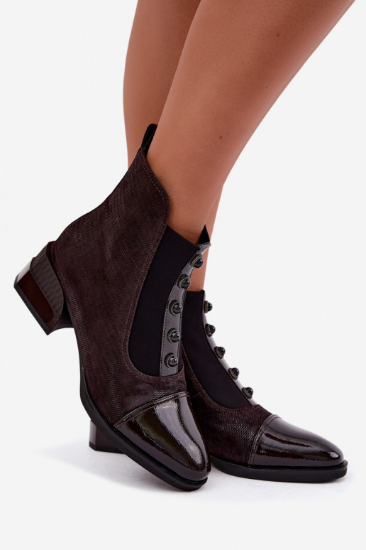 Haut INildlederschuhe mit Absätzen sich Zuarm laufen D&A CR62-3188 CzekoladoZue