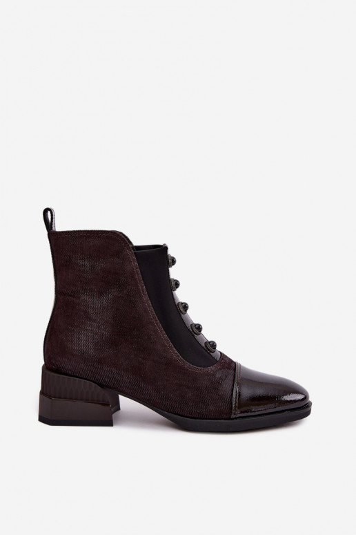 Haut INildlederschuhe mit Absätzen sich Zuarm laufen D&A CR62-3188 CzekoladoZue