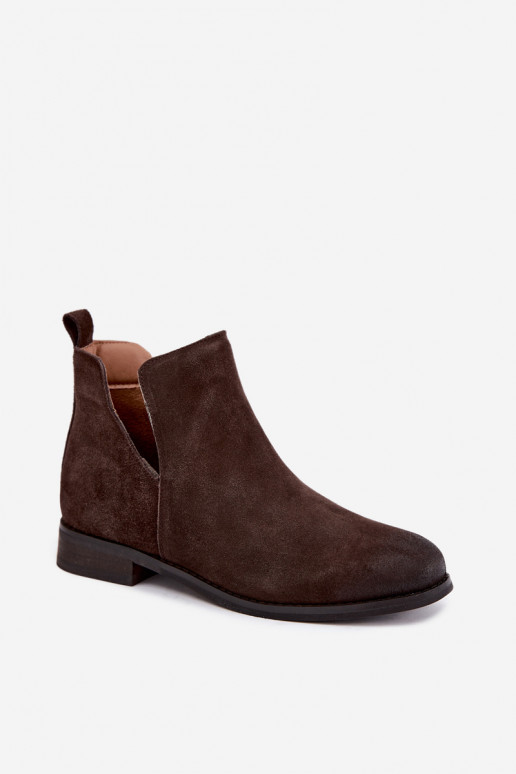 Veloursleder-Stiefel mit Ausschnitten Vinceza 133142 schokoladenbraun