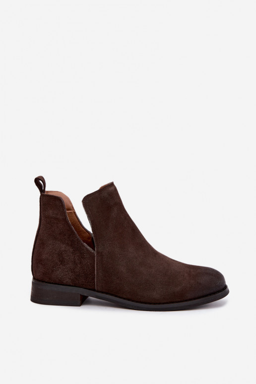 Veloursleder-Stiefel mit Ausschnitten Vinceza 133142 schokoladenbraun