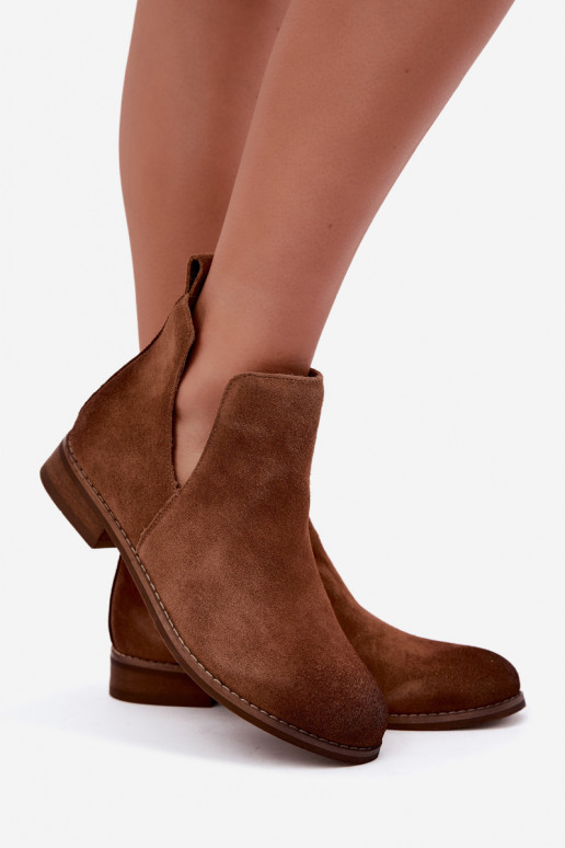 Veloursleder-Stiefel mit Ausschnitten Vinceza 133142 braun