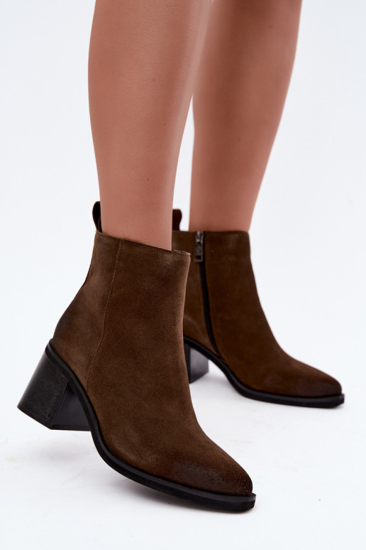 Haut sich Zuarm laufen Stiefel mit Absätzen sich Zuarm laufen Vinceza 133100 Khaki-Farbe