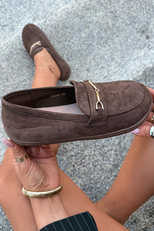 Goldene Mokassins Barefoot Ze mit braunen Details Paresa