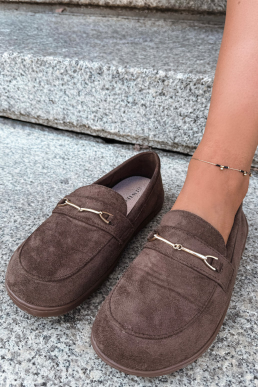 Goldene Mokassins Barefoot Ze mit braunen Details Paresa