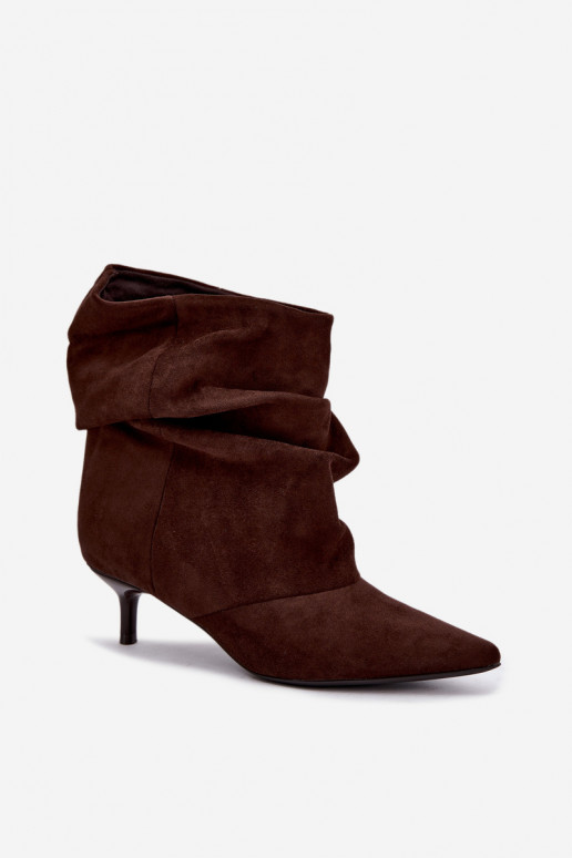 Slipper Stiefeletten mit Absatz aus Kunstveloursleder Loralia
