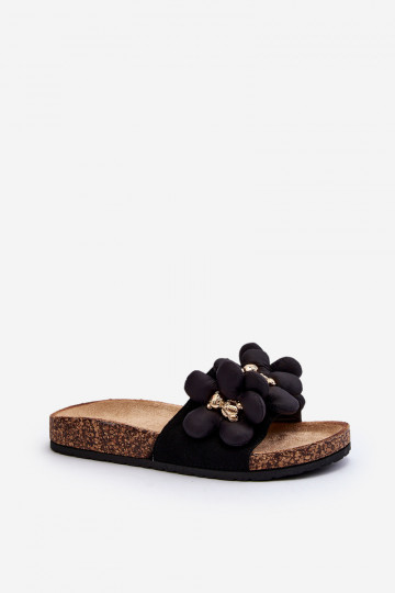 Damen Hausschuhe mit dekorativen Details Bunlia in schwarzer Farbe