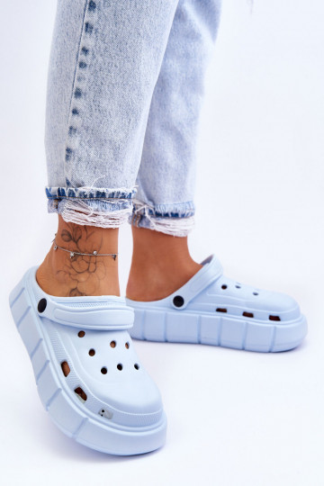 Damen-Platform-Slipper mit Schaum in hellblau Beckett
