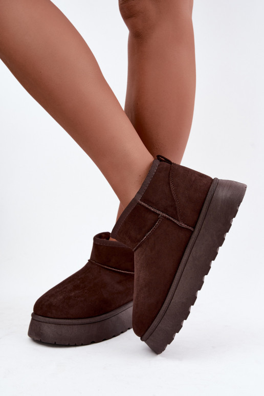 Wärmende Damen-Schneestiefel mit Plattform und Fell innen CzekoladoĮe Vesirae