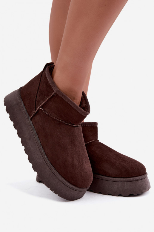 Wärmende Damen-Schneestiefel mit Plattform und Fell innen CzekoladoĮe Vesirae