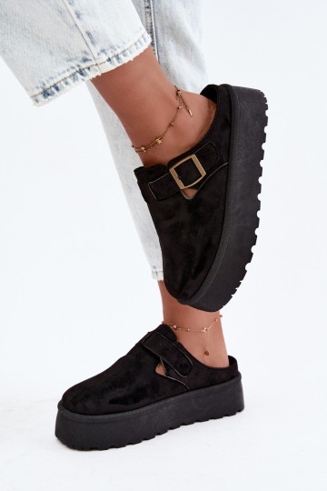 Schwarze Damen-Platformsandalen mit Schnallen Cressa