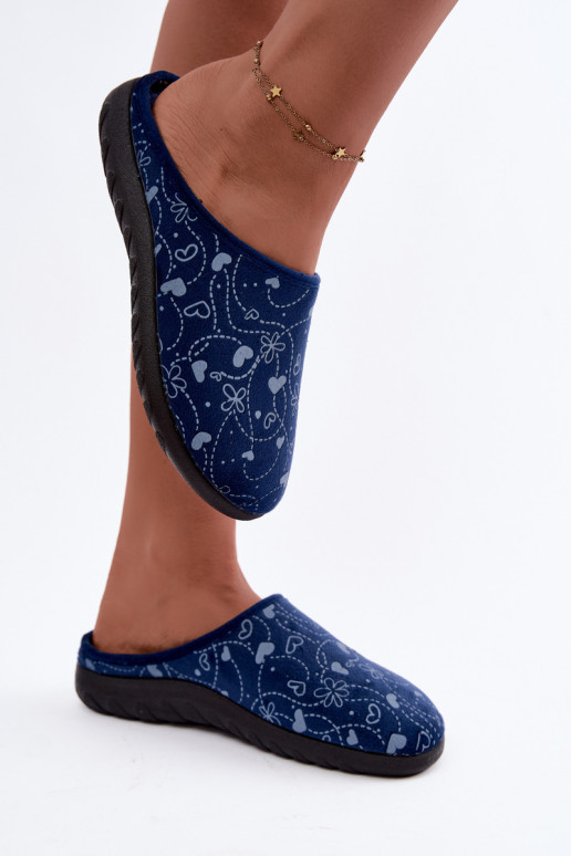 Dunkelblaue Damen-Slipper mit Mustern Inblu ET000041