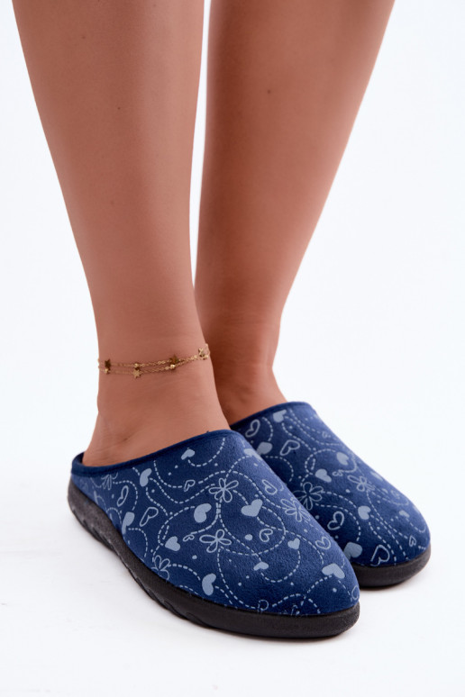 Dunkelblaue Damen-Slipper mit Mustern Inblu ET000041