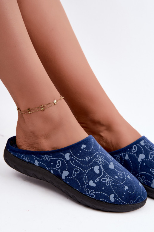Dunkelblaue Damen-Slipper mit Mustern Inblu ET000041