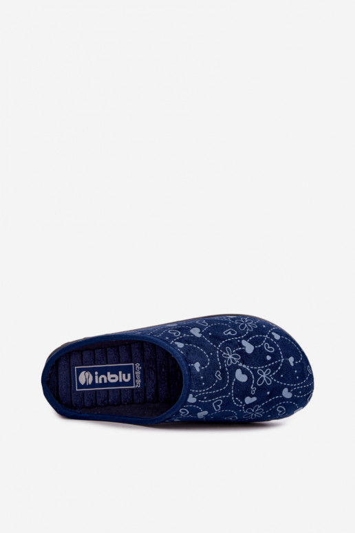 Dunkelblaue Damen-Slipper mit Mustern Inblu ET000041