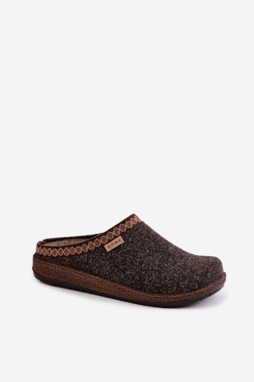 Dunkelbraune Damen-Slipper mit Stickerei Inblu NL000009