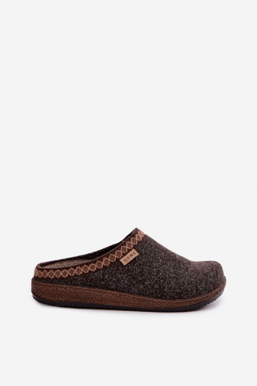 Dunkelbraune Damen-Slipper mit Stickerei Inblu NL000009
