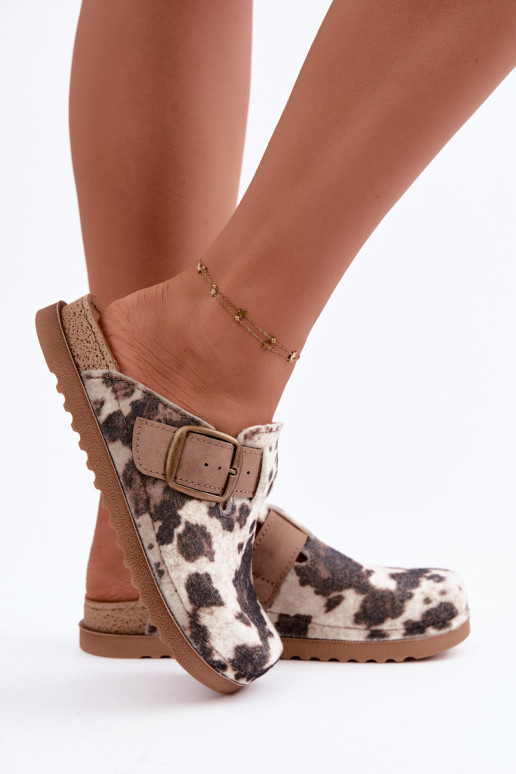 Braune Damen-Clogs mit Schnallen Inblu DJ000016