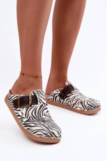 Hausschuhe Verstopfungen Feminin mit Schnallen DJ000016 Zebra 2