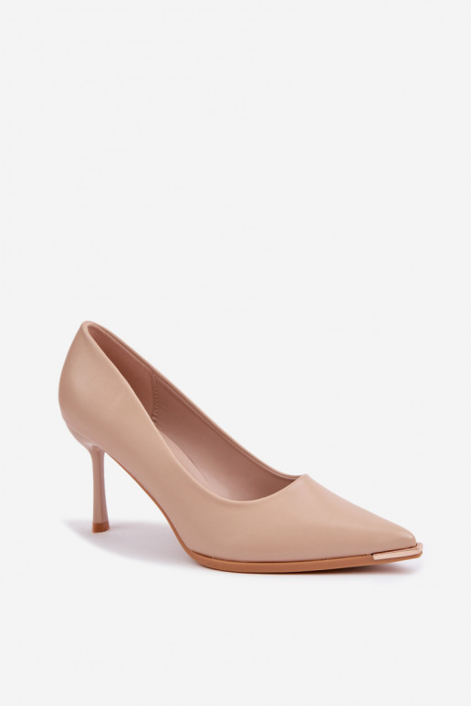 Sandfarbene High Heels aus Kunstleder INarelia