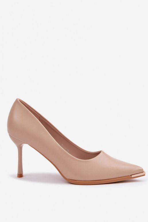 Sandfarbene High Heels aus Kunstleder INarelia