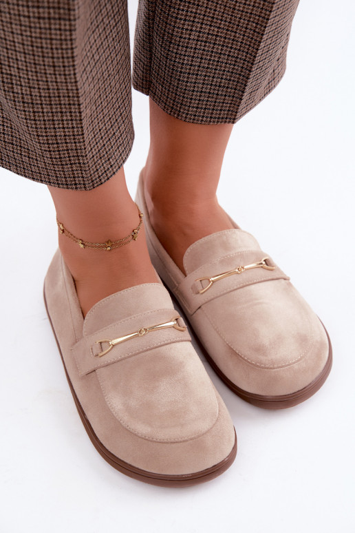 Mokassins mit goldenen Details in Sandfarbe Paresa