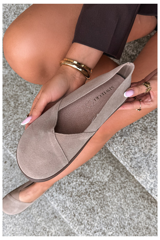 Warme Damen Ballerinas aus Kunstveloursleder Mirelia