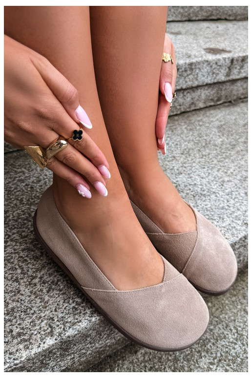 Warme Damen Ballerinas aus Kunstveloursleder Mirelia