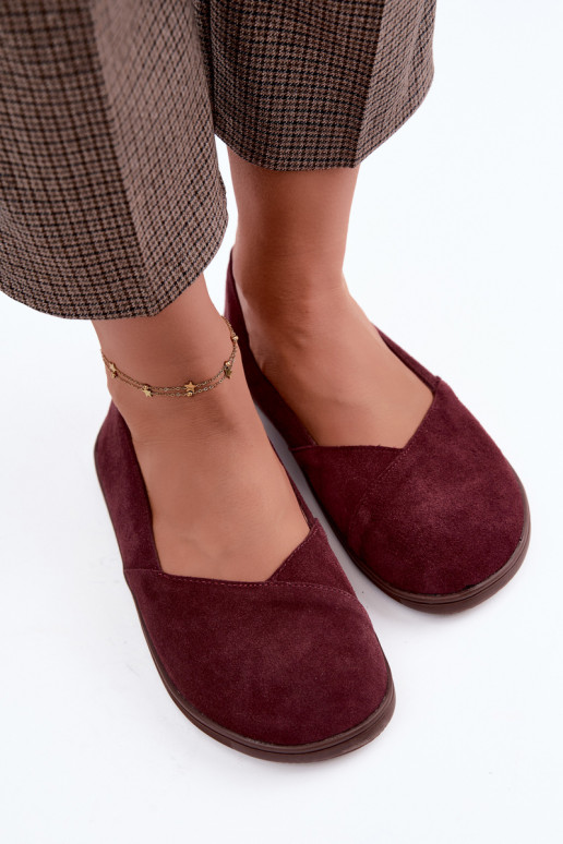 Bordeaux Damen Ballerinas aus Kunstveloursleder Mirelia
