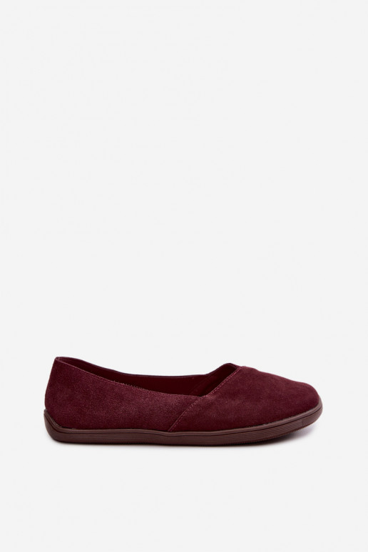 Bordeaux Damen Ballerinas aus Kunstveloursleder Mirelia