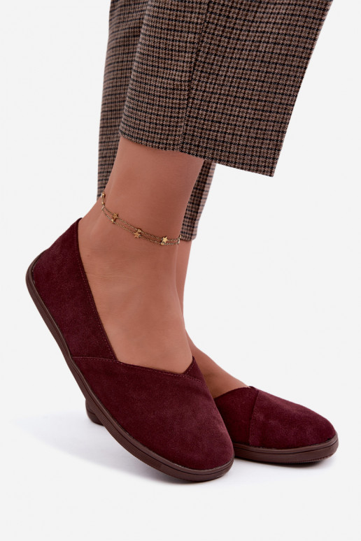 Bordeaux Damen Ballerinas aus Kunstveloursleder Mirelia