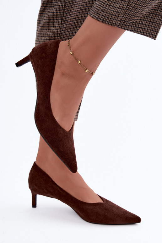 Spitze Schuhe in Schokoladenfarbe Tadela
