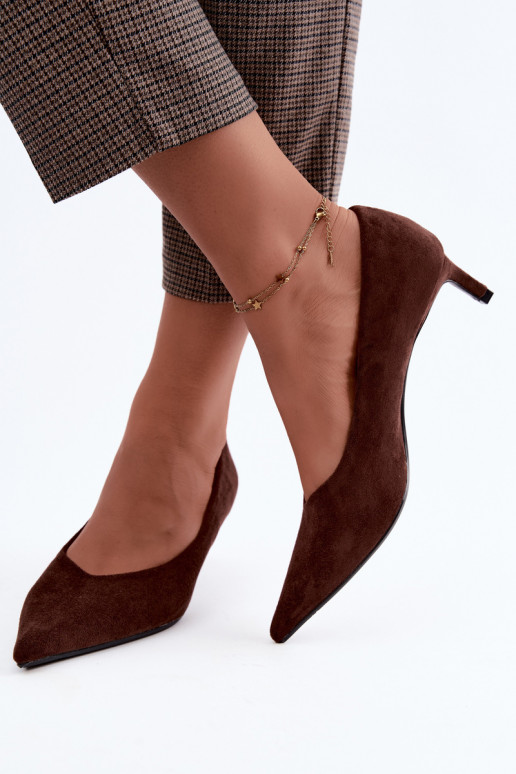 Spitze Schuhe in Schokoladenfarbe Tadela