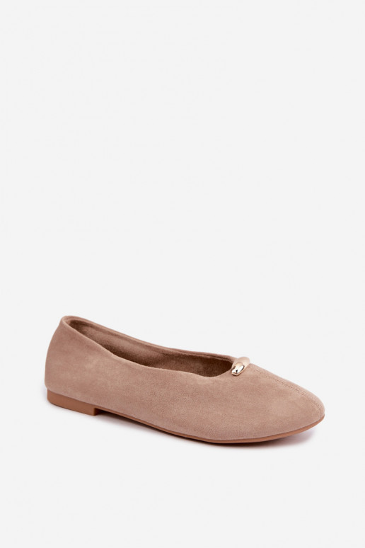 Sandfarbene Damen Ballerinas mit goldenen Details Serela