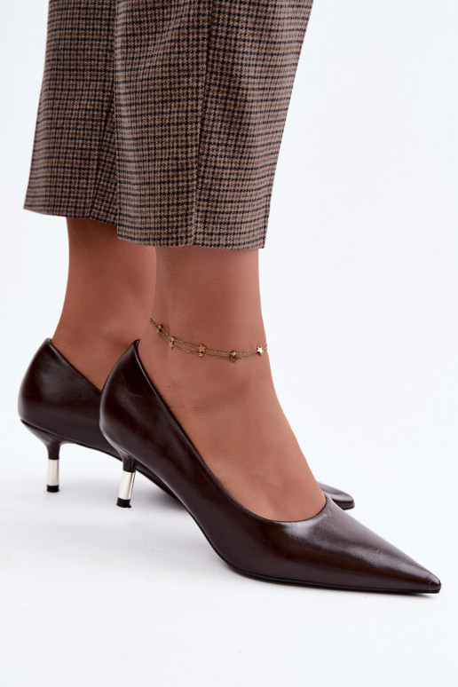 Schuhe mit niedrigem Absatz in Schokoladenfarbe Pelina